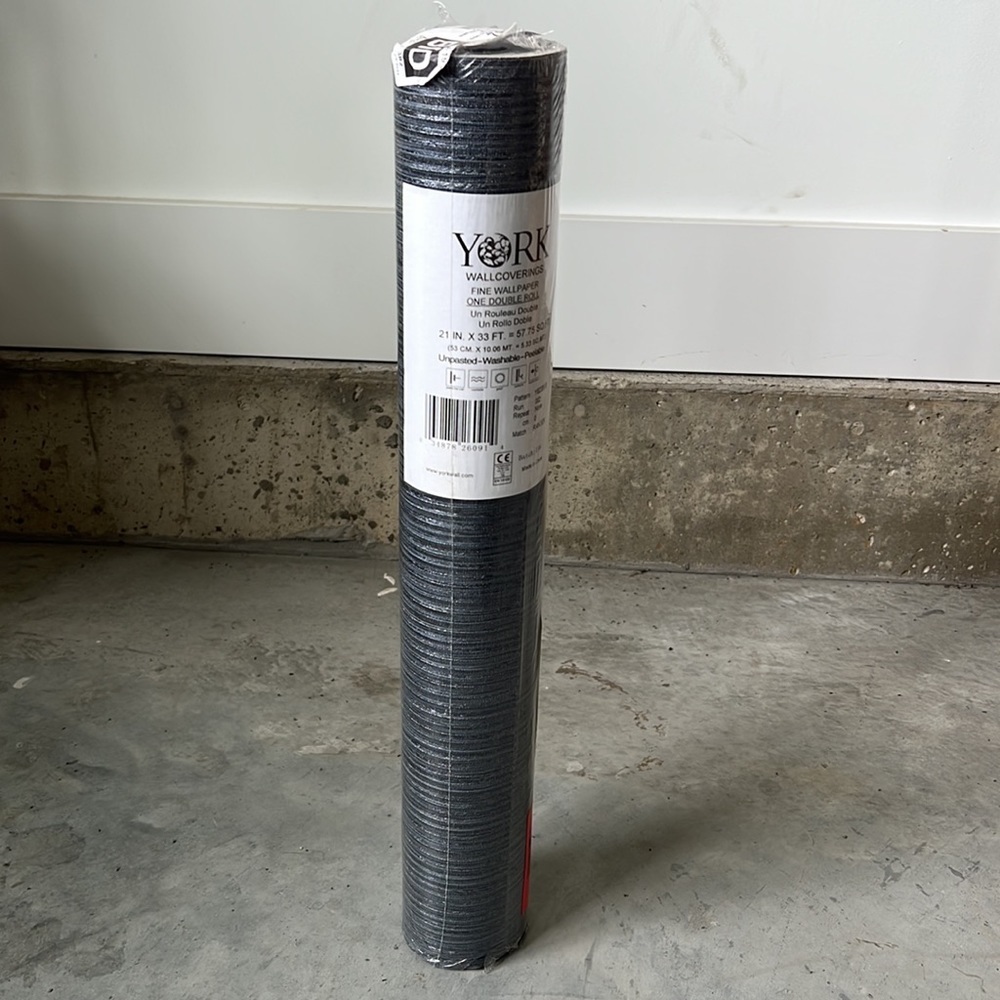 york wallcoverings mid century 33'Lx 21"W dark blue striped